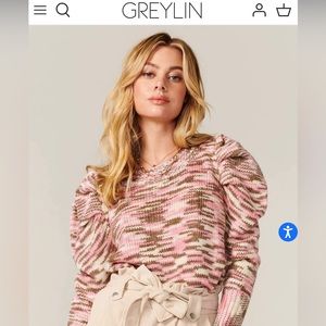 Greylin Serina Marled Puff Sleeve Sweater NWT